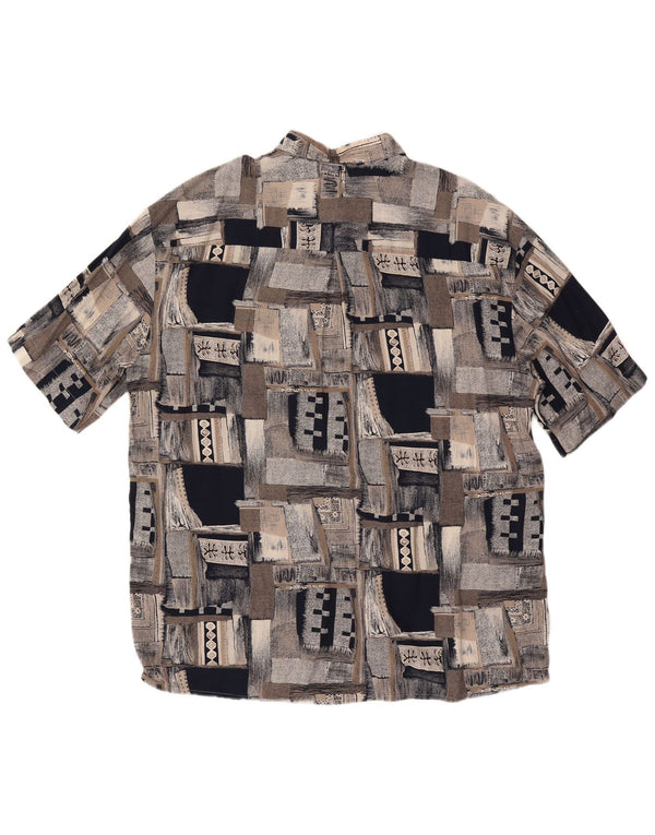 VINTAGE Camisa de manga corta para hombre Talla 46 2XL Gris Patchwork