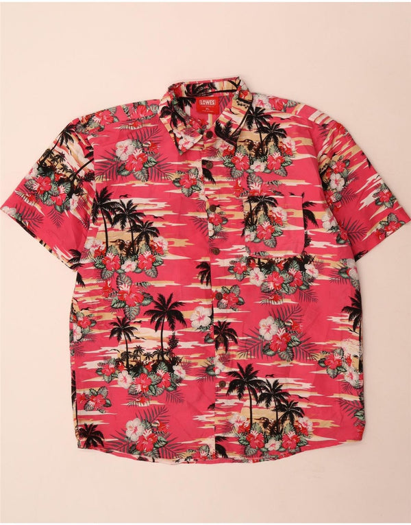 Lowes Camisa hawaiana de manga corta para hombre XL Poliéster floral rosa