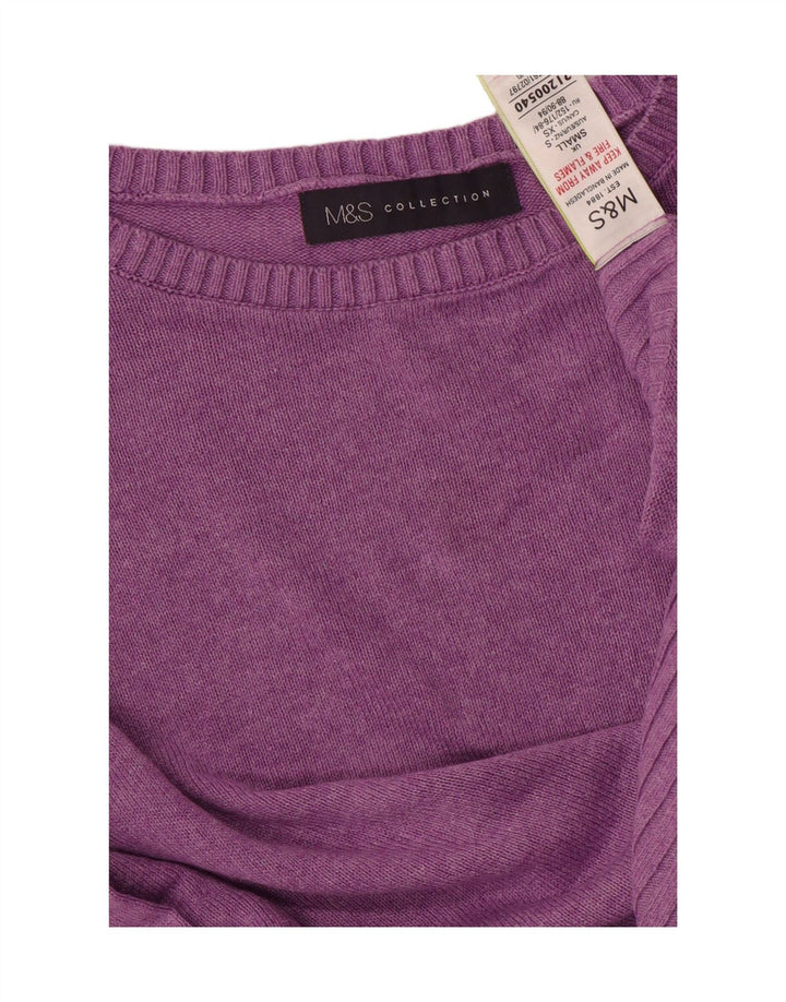 MARKS & SPENCER Suéter tipo jersey con cuello barco para mujer UK 10 Small Viscosa púrpura