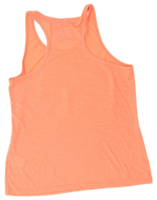 Superdry Mujer Gráfico Chaleco Top UK 44 Grande Naranja Poliéster