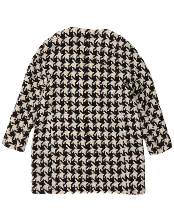 Zara Mujer Abrigo UK 40 Grande Lana De Pata De Gallo Negra
