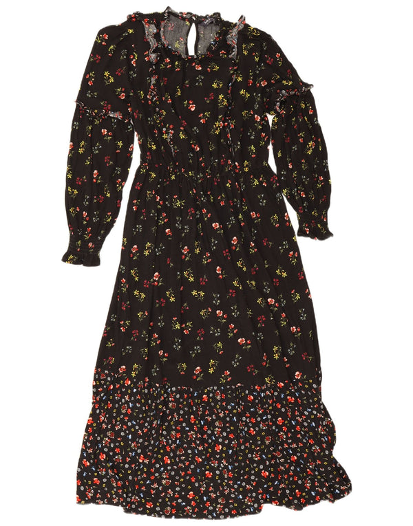 Marks & Spencer Vestido largo para mujer UK 40 Pequeño Viscosa floral negra