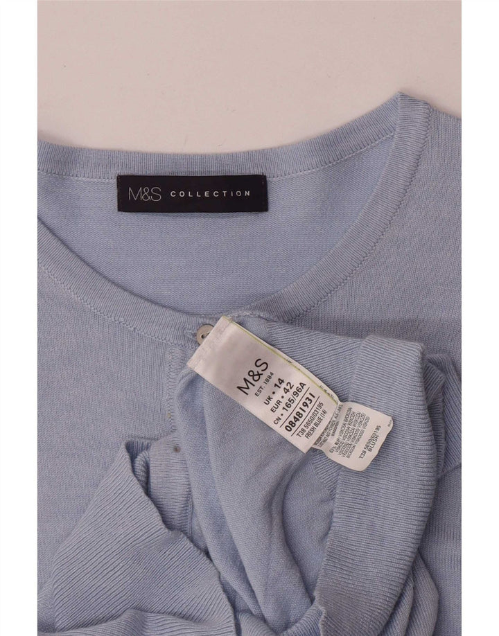 Marks & Spencer Suéter tipo cárdigan para mujer UK 44 Viscosa azul medio