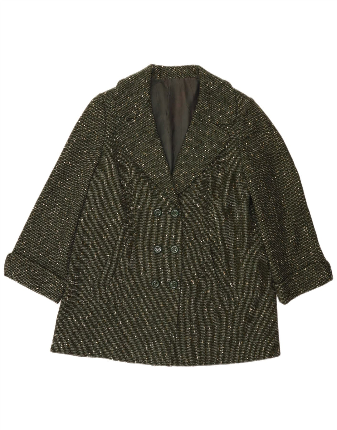 Vintage mujer abrigo Reino Unido 14 grande verde moteado