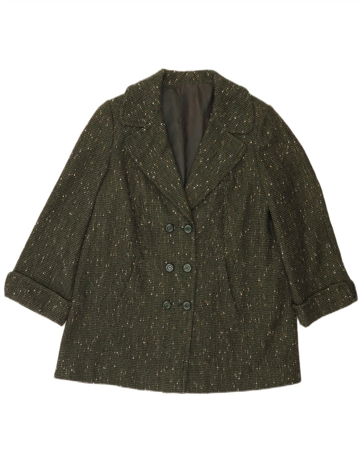 Vintage mujer abrigo Reino Unido 14 grande verde moteado