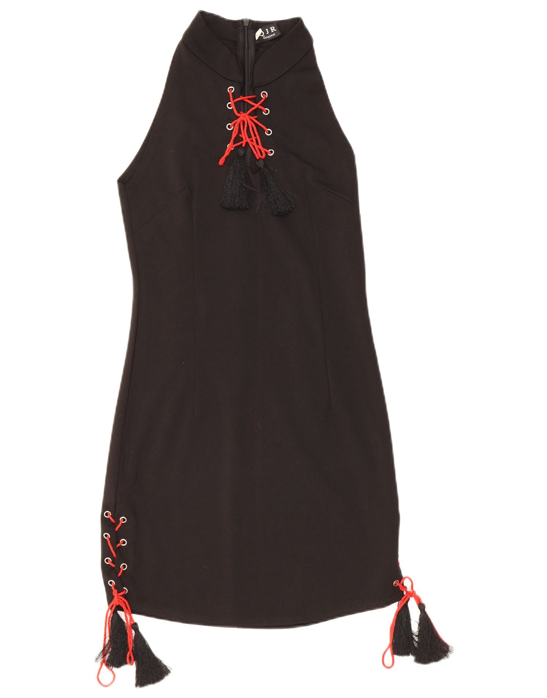 Vintage mujer vaina vestido Reino Unido 12 Medio Negro