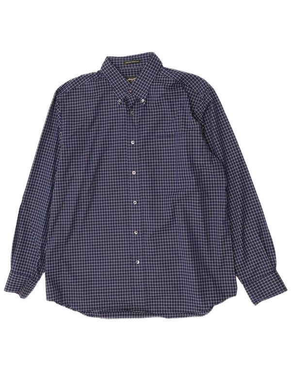Eddie Bauer Camisa para hombre grande Azul marino Cuadros Algodón