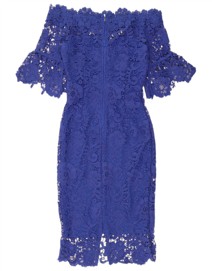 PAPER DOLLS Vestido con hombros descubiertos para mujer UK 8 Pequeño poliéster floral azul