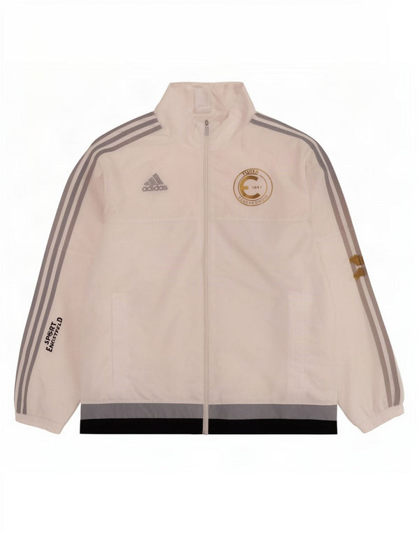Adidas Hombre Gráfico Chándal Top Chaqueta Grande Blanco Colorblock Poliéster