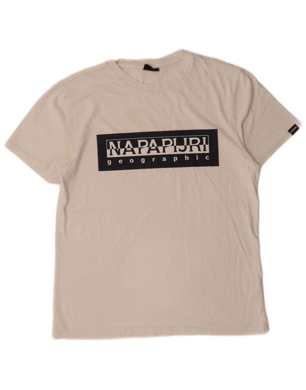 Napapijri Mens Geographic Graphic T-Shirt Top Medium White Cotton