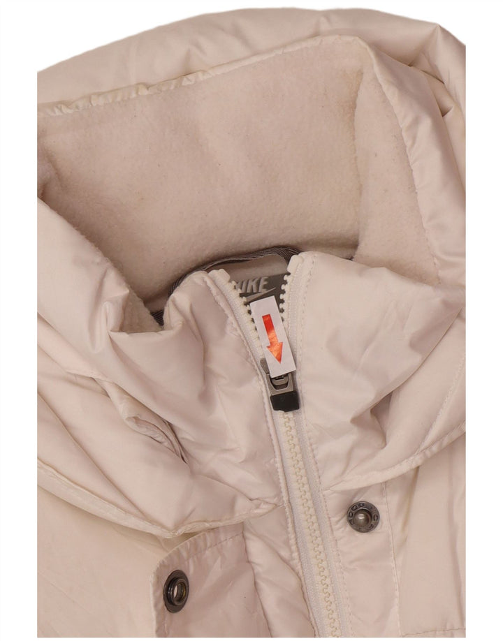 Chaleco acolchado con capucha Nike para mujer Reino Unido 12/14 Mediano Blanco Poliéster