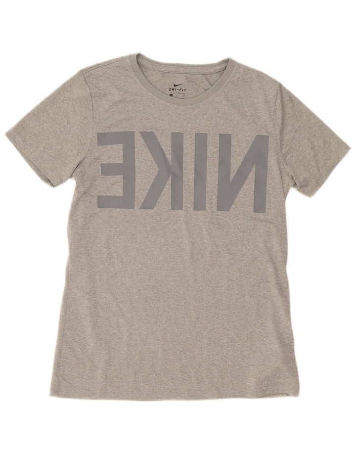 Nike Dri Fit Graphic Camiseta para hombre, talla pequeña, poliéster gris