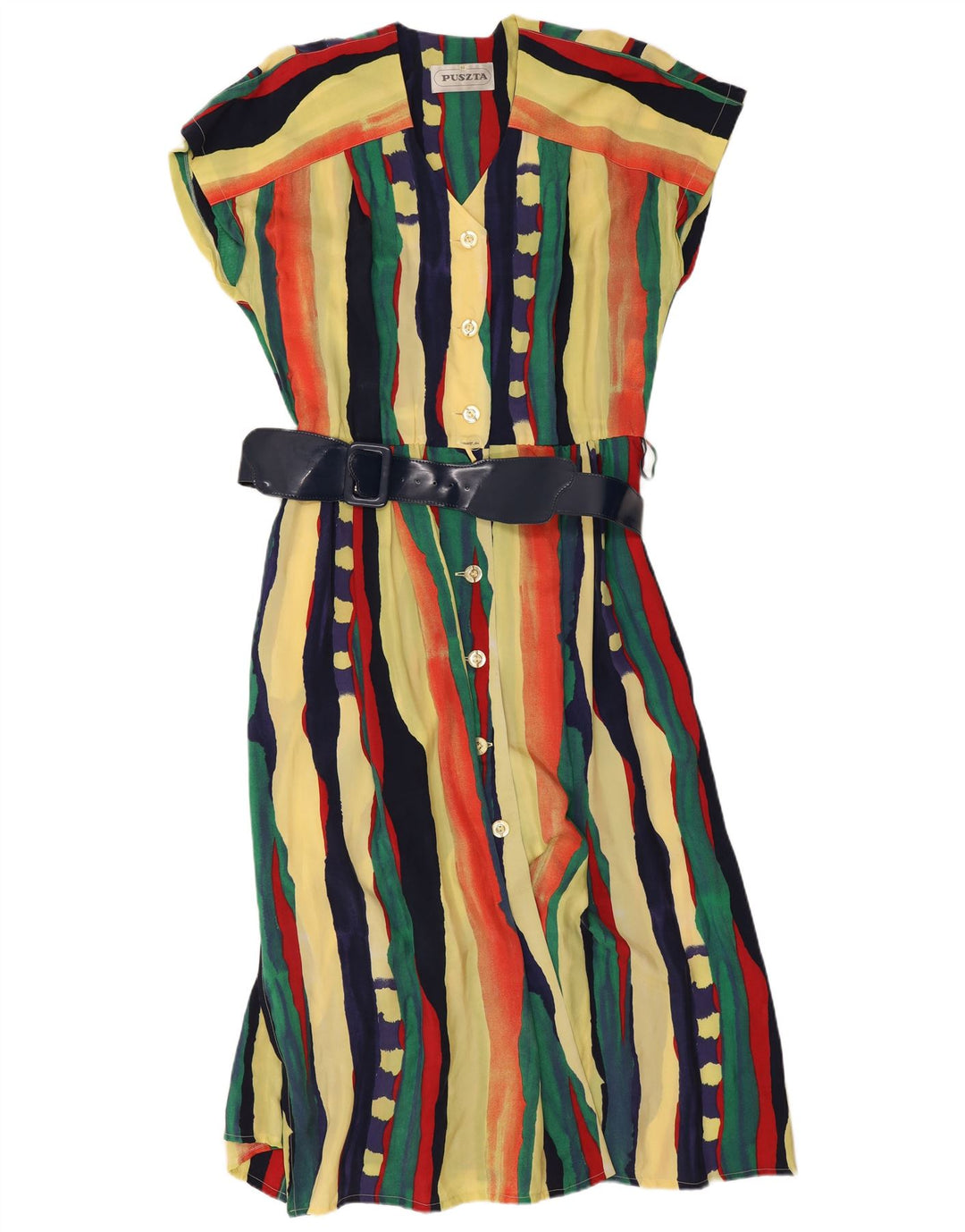 Puszta Vestido Camisero De Manga Corta Para Mujer IT 44 Medium Multicolor Rayas