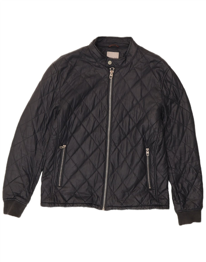 Zara Hombre Chaqueta Acolchada ES 42 XL Poliéster Negro