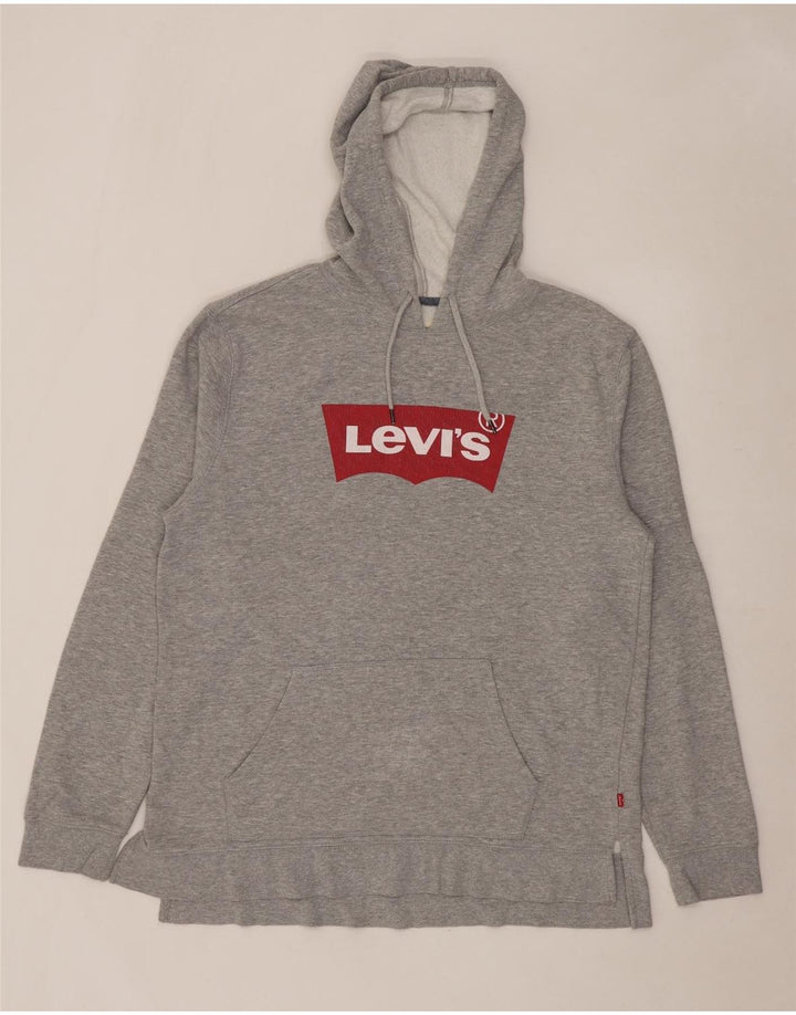 Levi's Jersey con capucha gráfica para hombre de algodón moteado gris grande