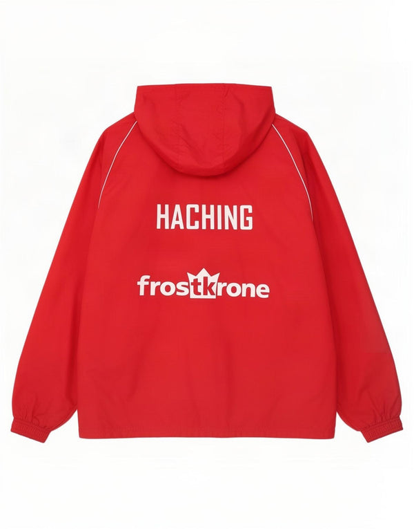 Adidas - Chaqueta de chándal con capucha y gráfico para hombre, nailon rojo mediano