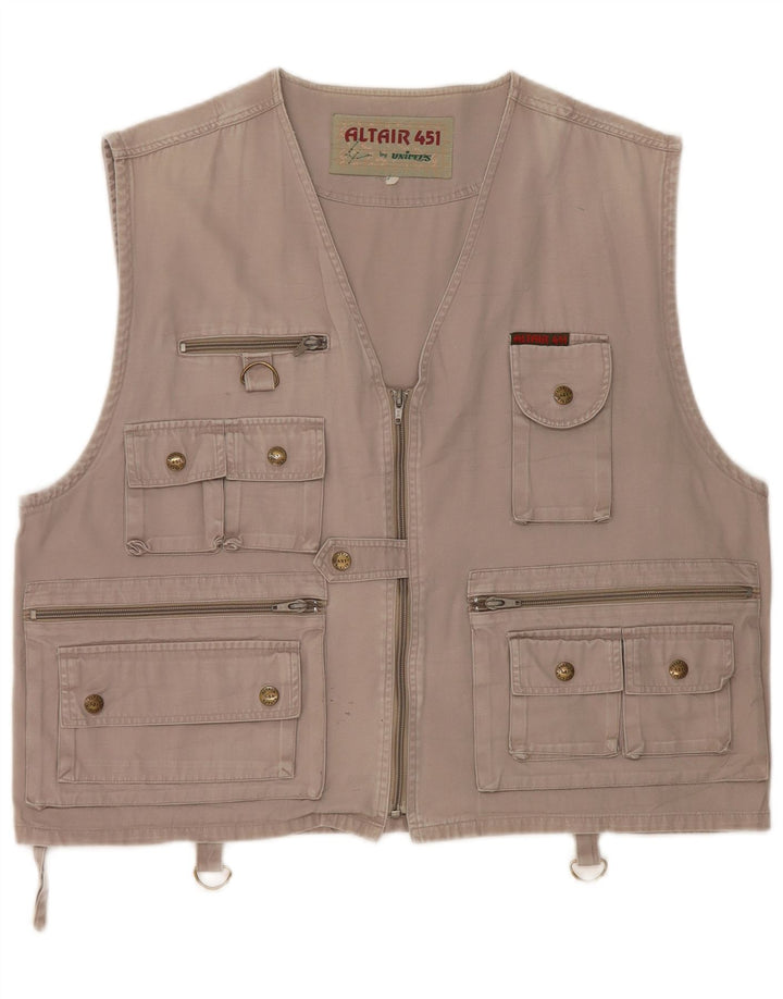 Vintage hombres utilidad Gilet Reino Unido 38 gris medio