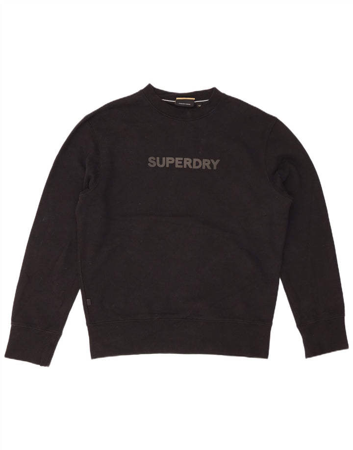 SUPERDRY Hombre Sudadera Gráfica Jersey Pequeño Algodón Negro