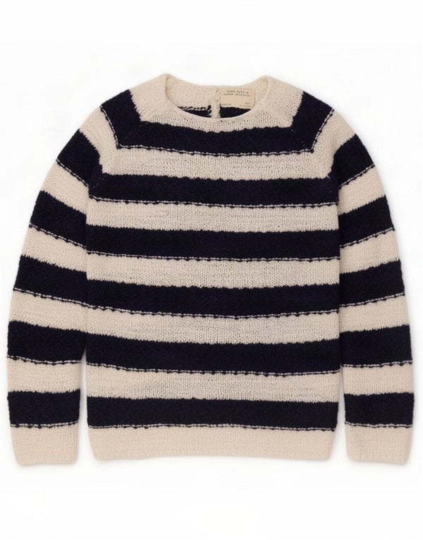Zara Girls Boat Neck Jumper Sweater 13-14 Years White Striped