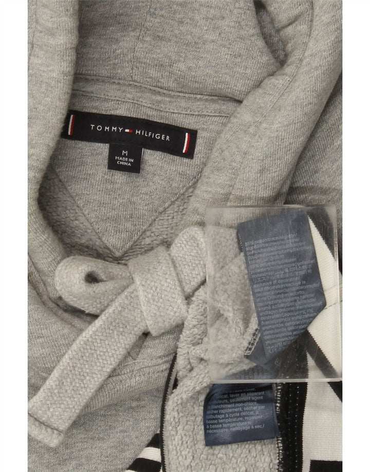 TOMMY HILFIGER Jersey con capucha y estampado gráfico de algodón en bloques de color gris medio para hombre