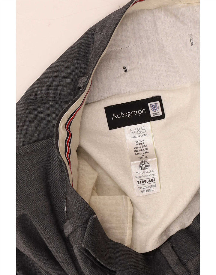 Marks & Spencer Pantalones de traje rectos Autograph para hombre W30 L33 Lana gris