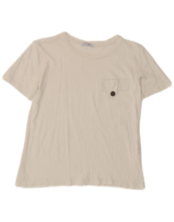 Zara Mujer Camiseta Top UK 10 Small Blanco