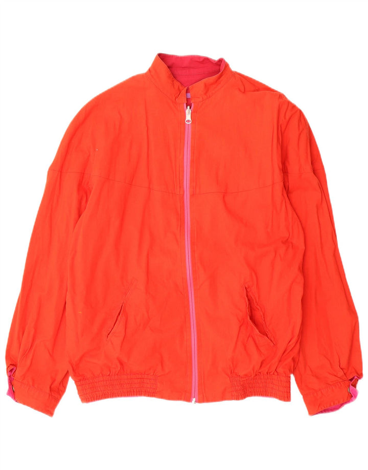 Vintage mujer reversible chaqueta bomber Reino Unido 12 medio rosa geométrico