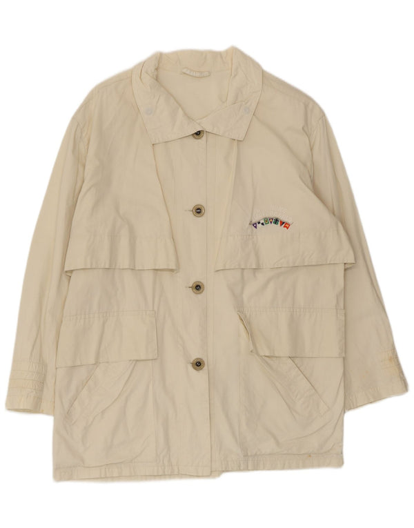 Gabardina corta para mujer Belfe IT 42 Medium Off White Cotton