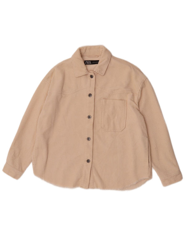 Zara Mujer Chaqueta De Pana Extragrande UK 6 XS Beige