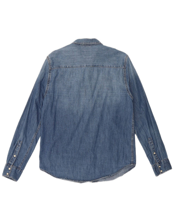 Zara Hombre Camisa Vaquera Relaxed Fit Algodón Azul Medio