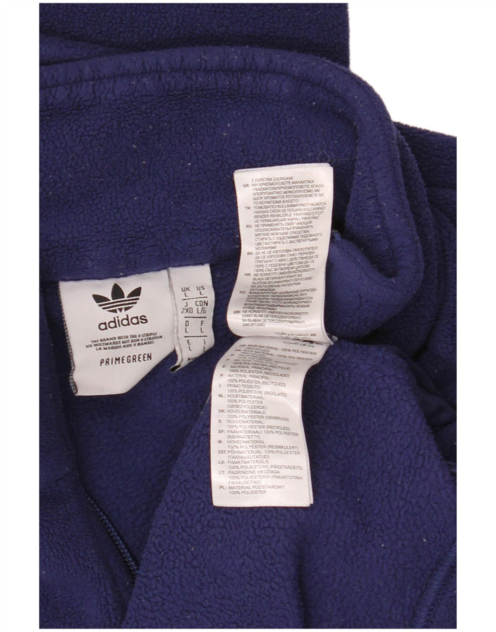 Adidas - Jersey de forro polar con cuello y cremallera para hombre, tamaño grande, poliéster azul marino