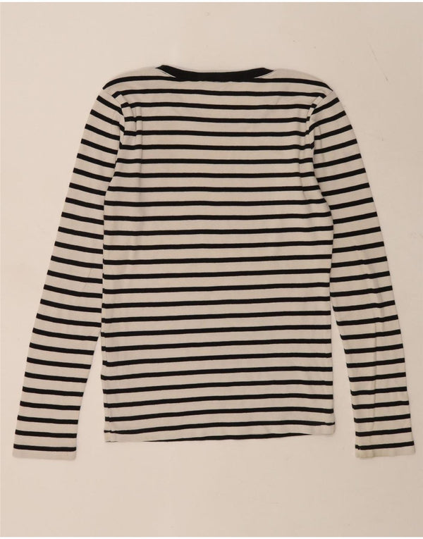 Ralph Lauren Top para mujer de manga larga UK 12 Algodón a rayas blanco mediano