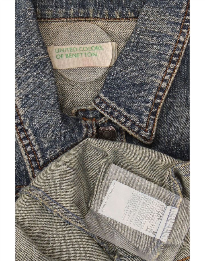 BENETTON Womens Crop Denim Jacket UK 14 Medium Blue Cotton Vintage Benetton and Second-Hand Benetton from Messina Hembry 