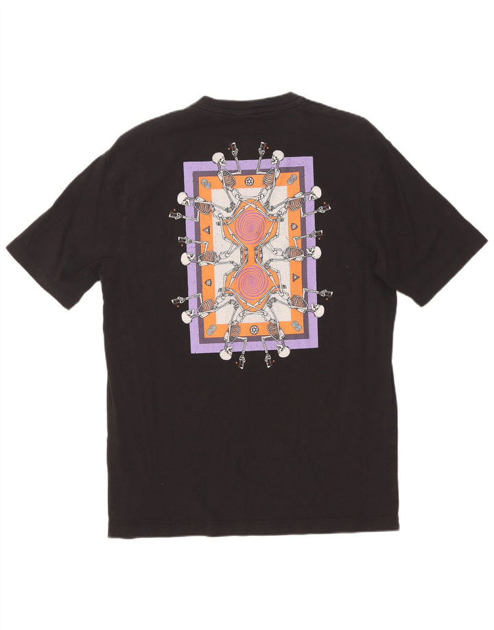Zara Hombre Camiseta Gráfica Top Small Algodón Negro