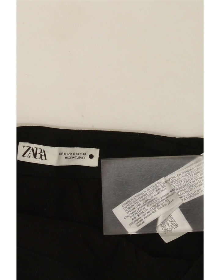 Zara Mujer Mini Falda Pequeña W26 Poliéster Negro