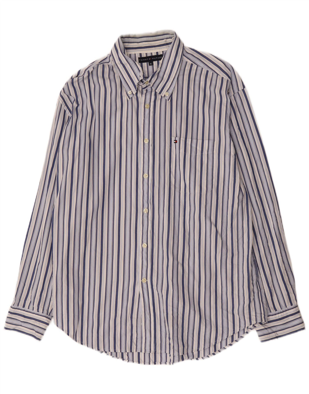Camisa Tommy Hilfiger Hombre XL Algodón Rayas Azul