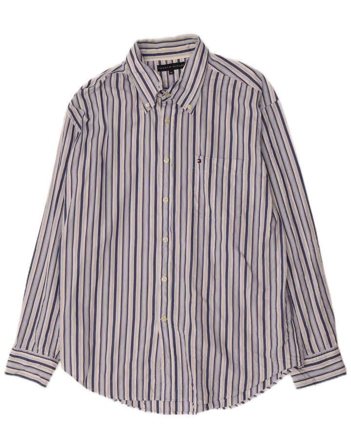 Camisa Tommy Hilfiger Hombre XL Algodón Rayas Azul
