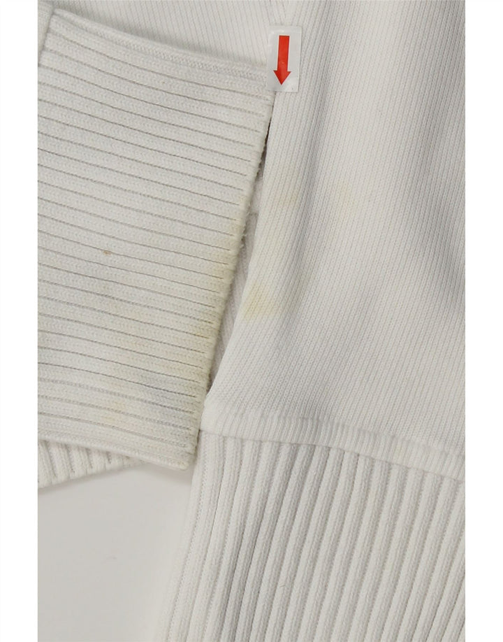 FIRE AND ICE Womens Crew Neck Jumper Sweater UK 14 Medium White Cotton Vintage Fire and Ice and Second-Hand Fire and Ice from Messina Hembry 