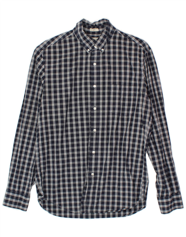 J. CREW Mens Slim Shirt Medium Navy Blue Check Cotton Vintage J. Crew and Second-Hand J. Crew from Messina Hembry 
