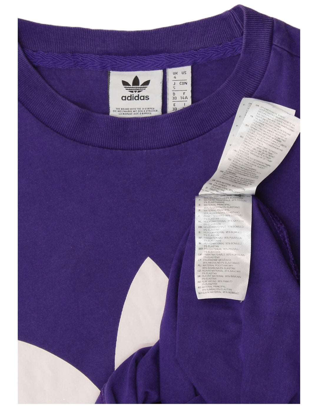 ADIDAS Camiseta gráfica para mujer Top UK 4 XS Algodón morado