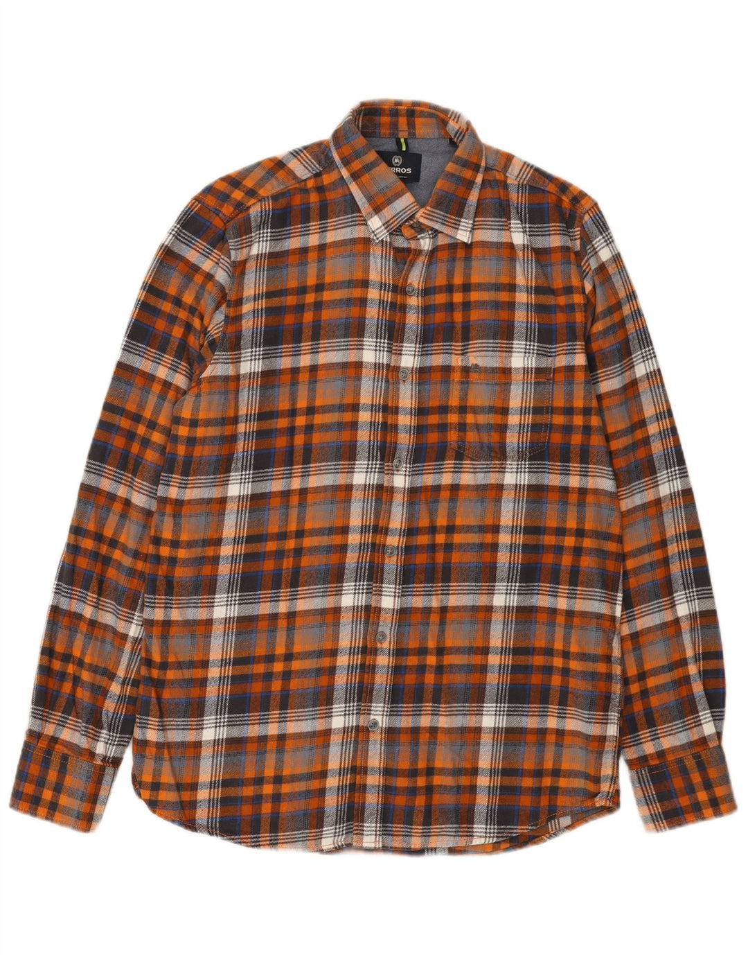 Camisa De Franela Lerros Hombre Algodón Cuadros Naranja Medio