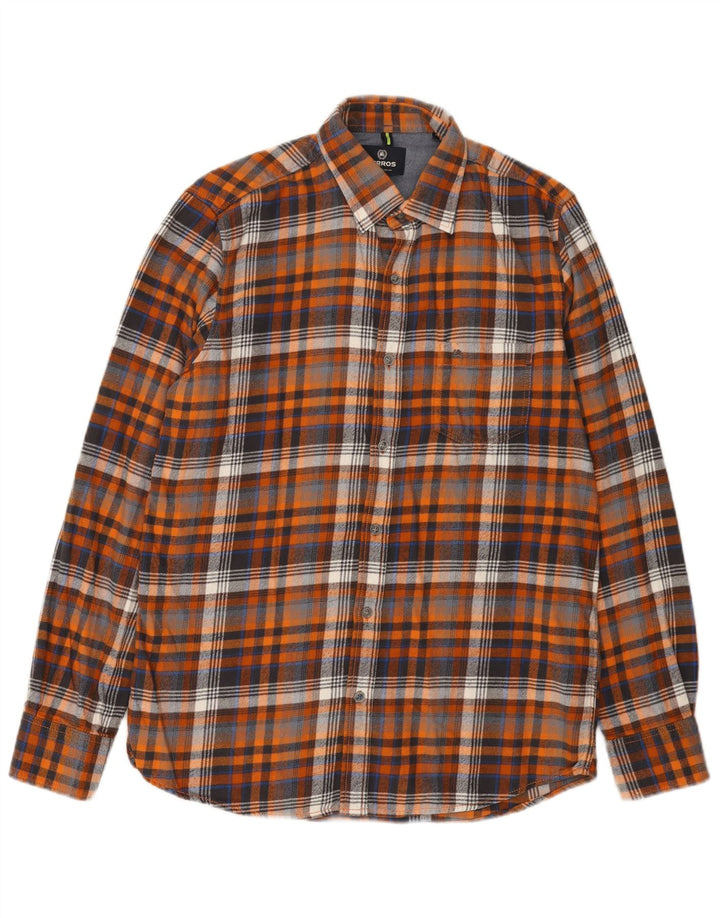 Camisa De Franela Lerros Hombre Algodón Cuadros Naranja Medio