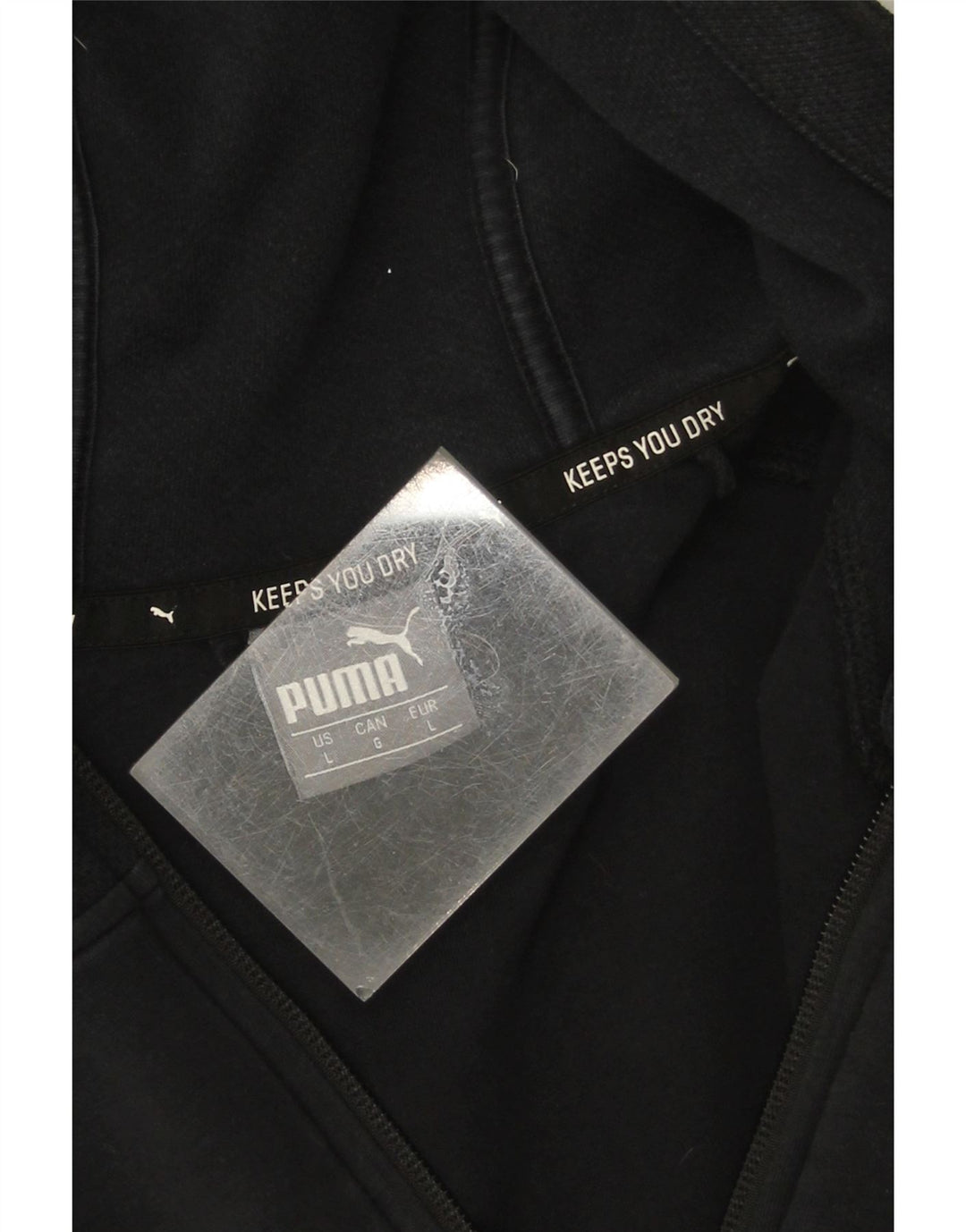 Puma Sudadera con capucha y cremallera para hombre, talla grande, algodón negro