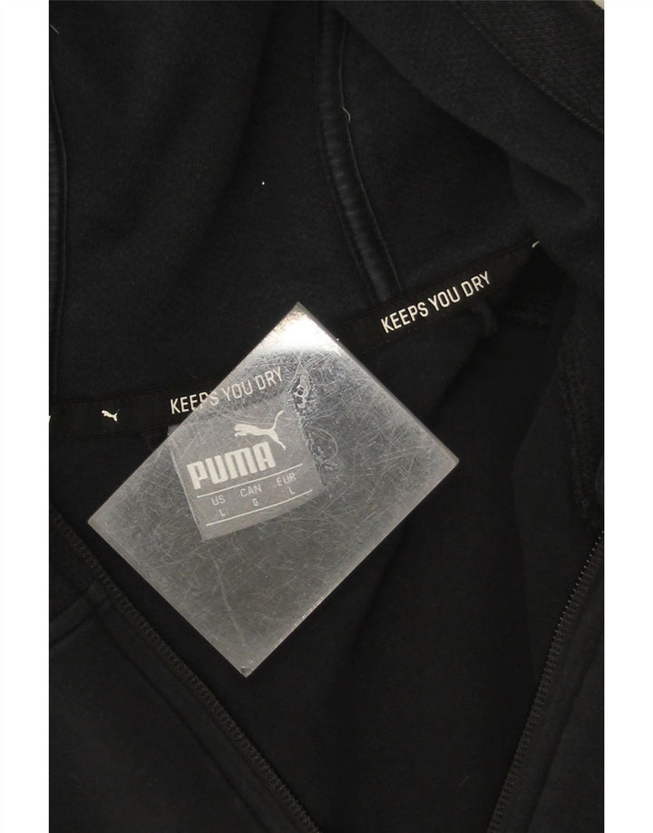 Puma Sudadera con capucha y cremallera para hombre, talla grande, algodón negro