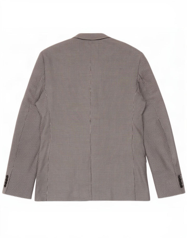 Zara Chaqueta tipo blazer de 2 botones para hombre EU 52 Large Black Houndstooth