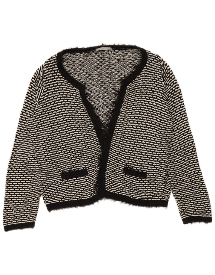 Marks & Spencer Suéter tipo cárdigan abierto para mujer UK 44 Grande Negro Geométrico