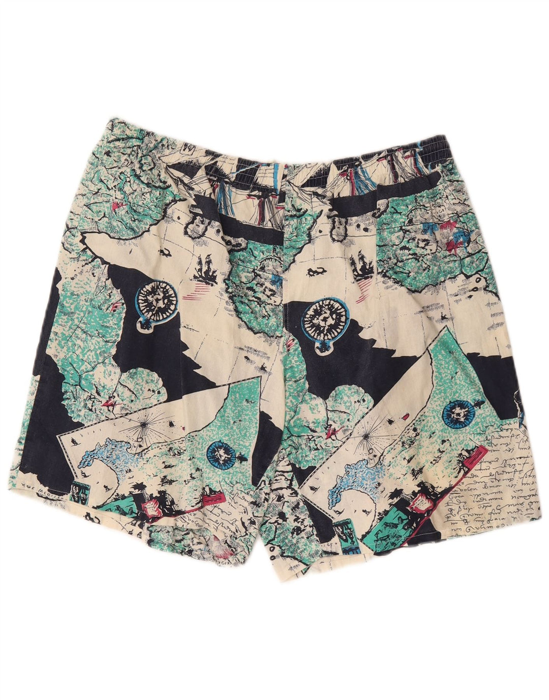 Vintage hombres patrón abstracto pantalones cortos de natación IT 54 XL algodón multicolor