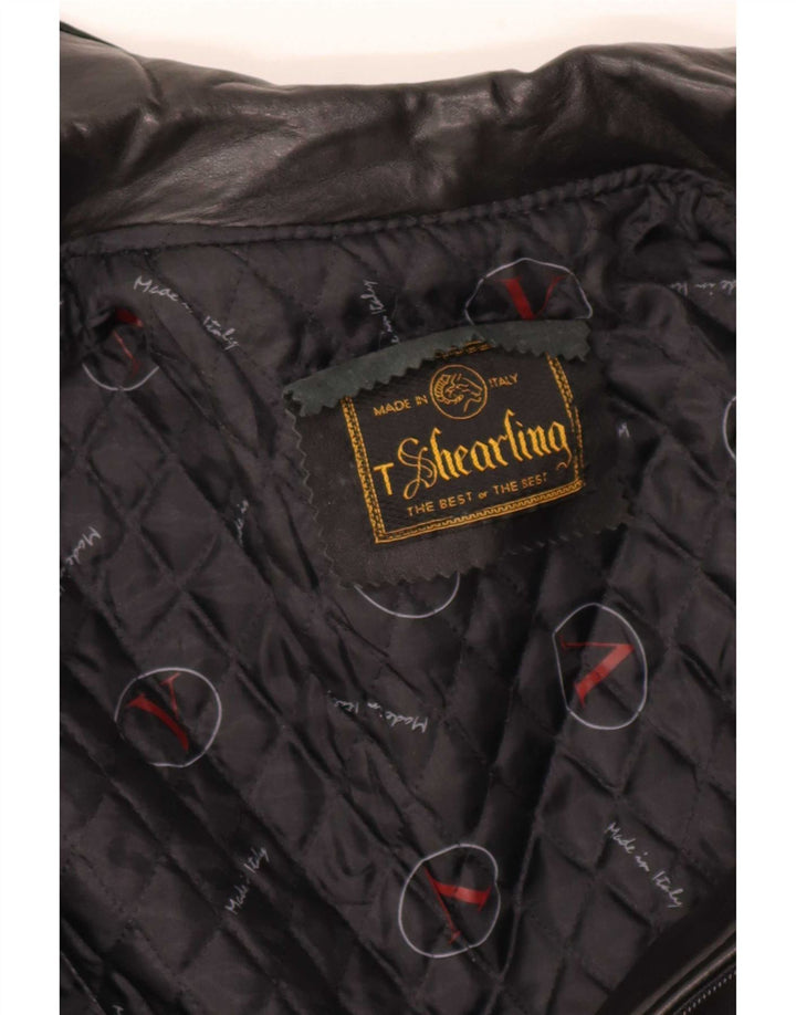 Vintage hombres chaqueta de cuero Reino Unido 36 pequeño negro shearling