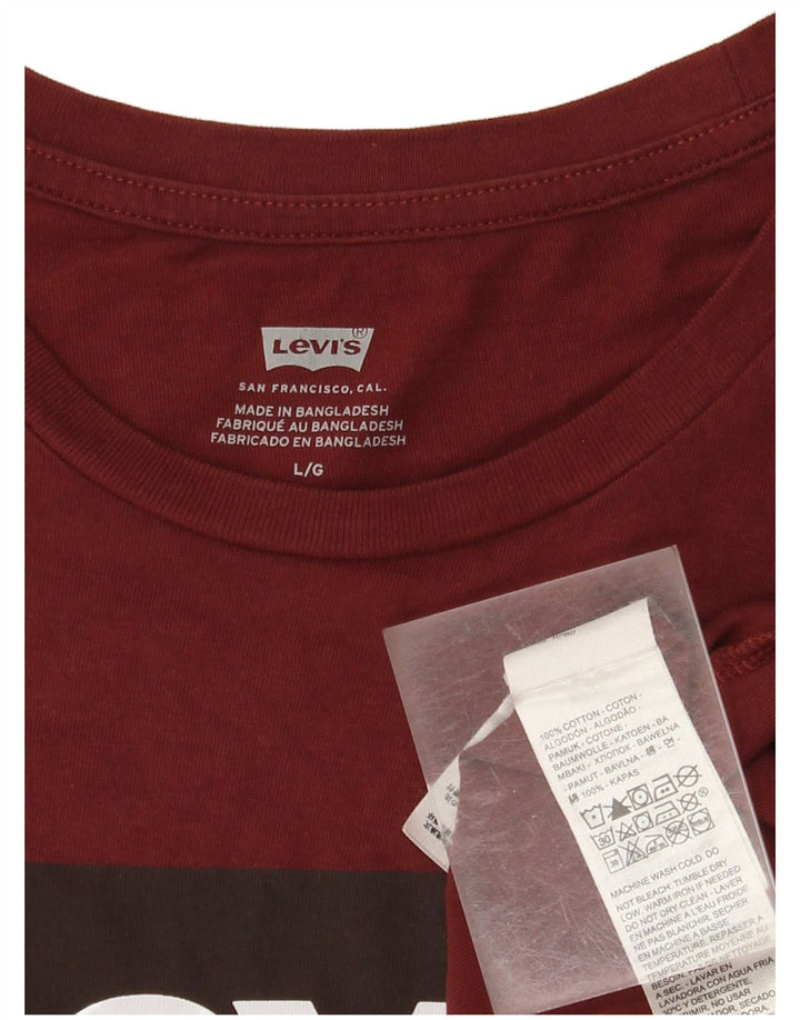 Levi's Camiseta gráfica para hombre Top grande de algodón burdeos