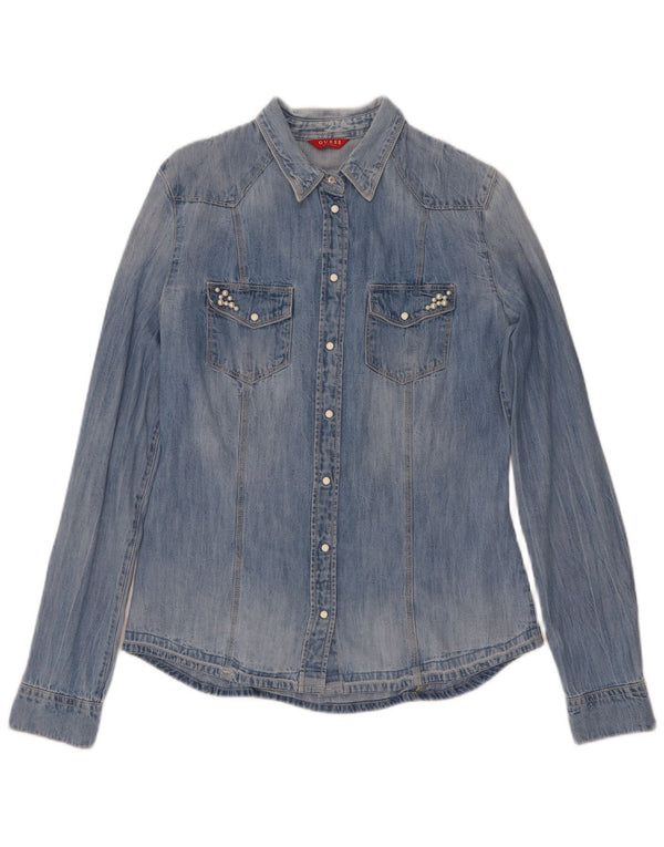 Guess Camisa Vaquera Mujer UK 8 Small Algodón Azul